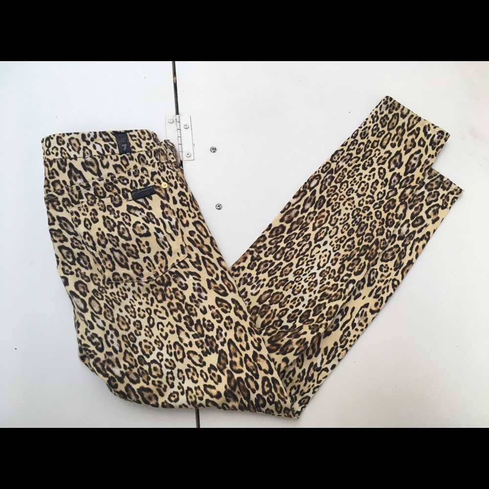 7 for mankind leopard skinny jeans